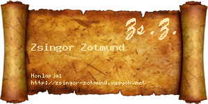 Zsingor Zotmund névjegykártya